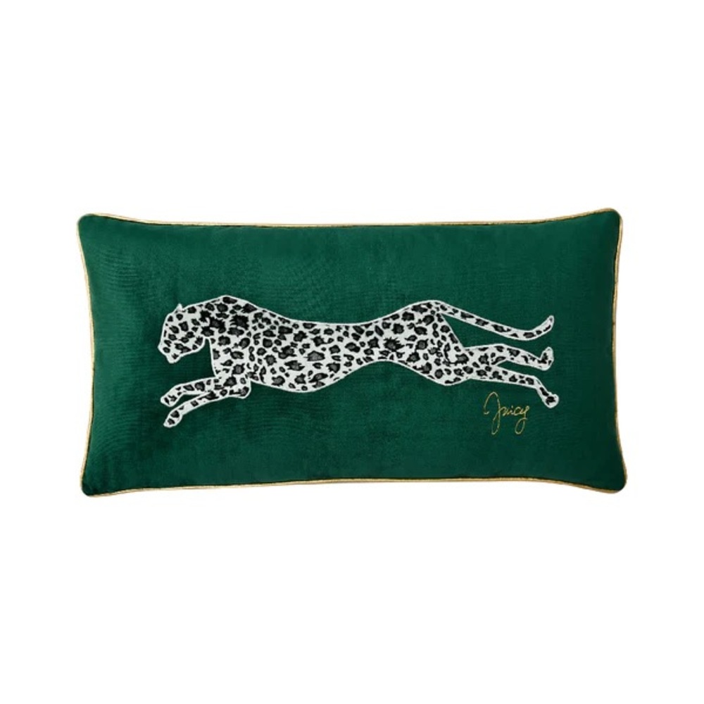 Juicy Couture Green Pillow with Leopard Design